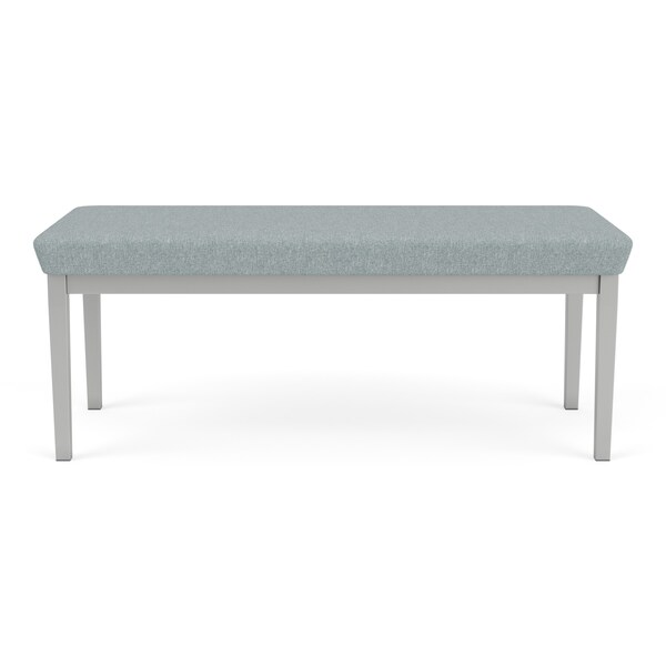 Lesro Lenox Steel 2 Seat Bench, Ash (Blue) Seat, Ash Back, 45 W 21 L 18.5 H, Linette Vinyl Seat LS2001 - main